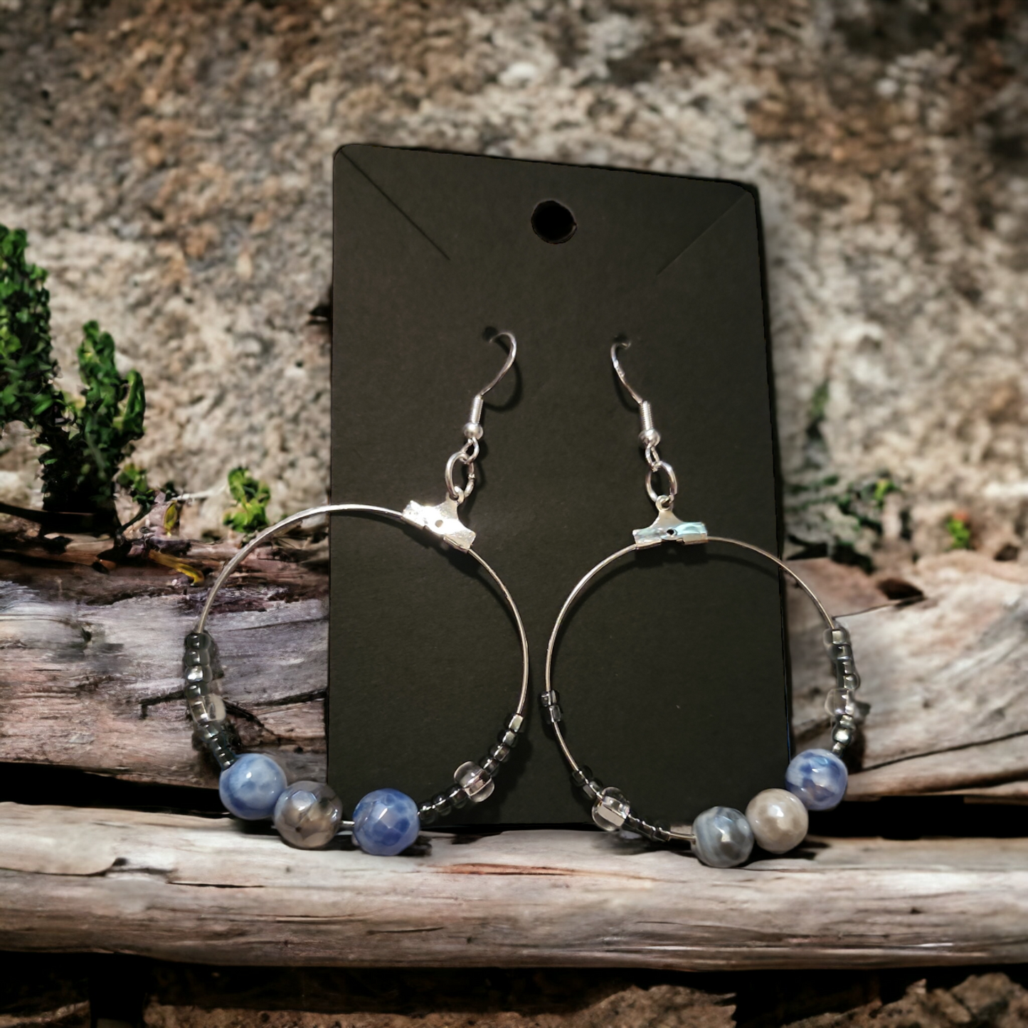 Blue Sodalite hoop earrings