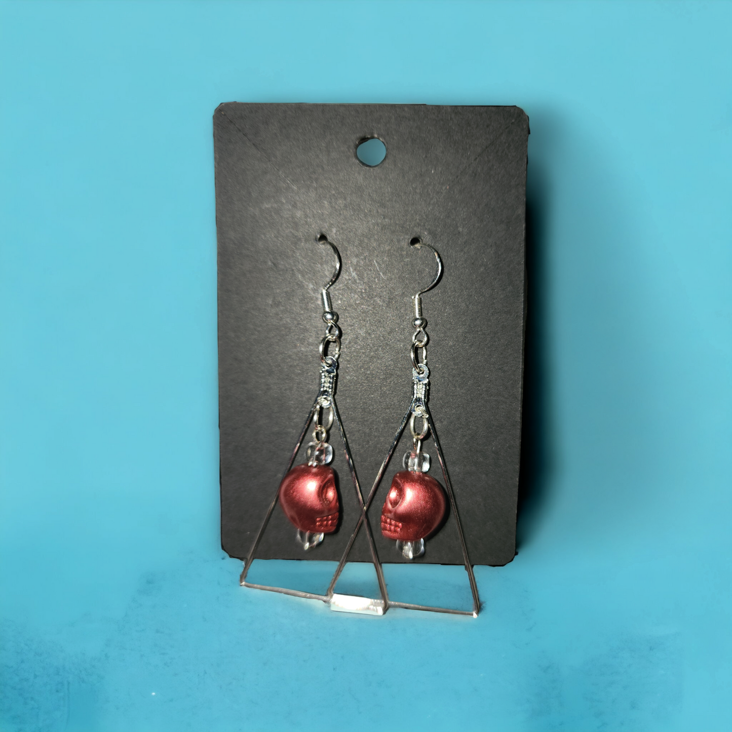 Red skull siver earrings