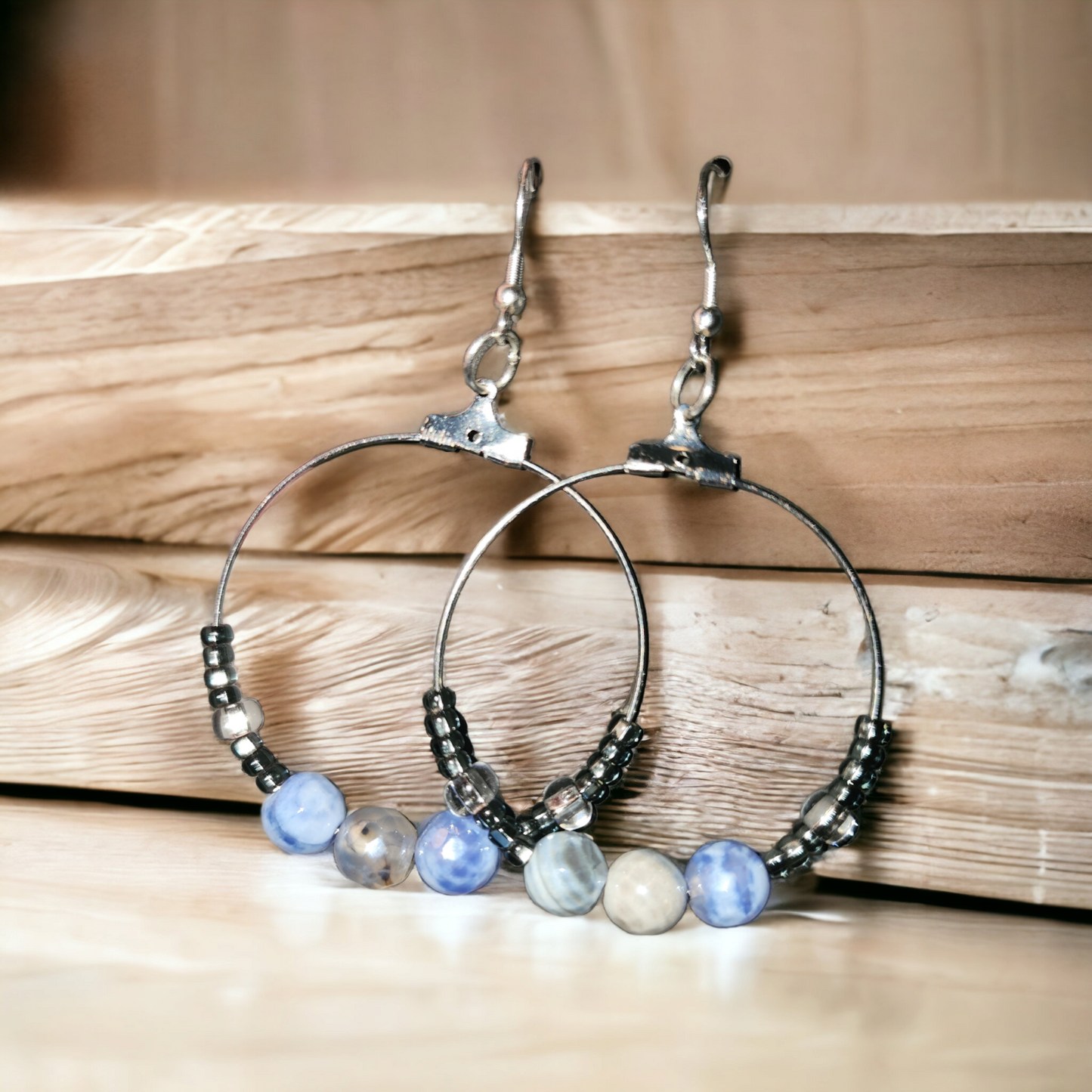 Blue Sodalite hoop earrings